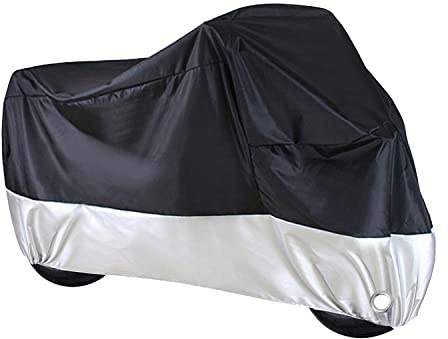 ANFTOP Motorradabdeckung XXXL, Winterfest Motorrad Abdeckplane Motorradgarage Wasserdicht Heavy Duty 210D Dicker Stoff Outdoor Indoor Schutzhülle Größe 3XL (265x125x105cm)