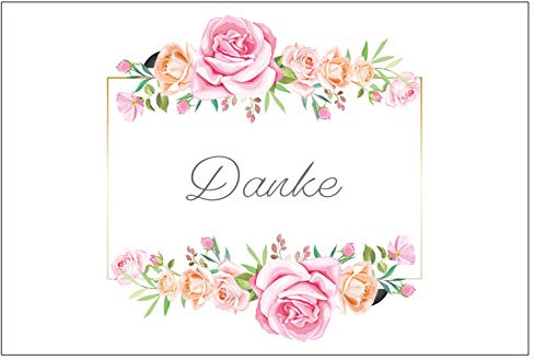 Lot de 6 cartes de remerciement de qualité supérieure avec 6 enveloppes blanches, remerciement, mariage, naissance, bébé, départ, anniversaire, anniversaire de mariage Motif floral