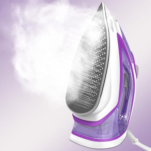 Omaiga Steam Iron for Clothes, 1750W Fast Heating with Powerful Steam, 15.21oz/450ml Large Water Tank, Ceramic Soleplate, Anti-Drip, Self-Cleaning, 3-Way Auto Shut Off for Home Laundry