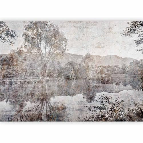 murando Fotomurales Concreto 350x256 cm XXL Papel pintado tejido no tejido coración Pared corativos Murales morna Diseno Fotográfico horizonte lago Bosque Paisaje como pintado c-C-10023-a-a