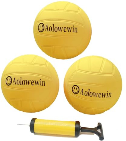 Aolowewin Replacement Balls for Roundnet Game Sport Set, 3.5-inch Soft Bouncing Balls, Spike Roundnet Game Balls (3X Balls with Pump)