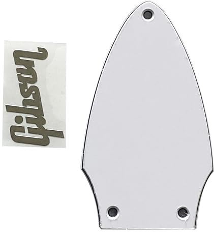 Guitar Parts Gitarren-Pickguard für Gibson Flying V Halsstababdeckung + silberfarbener Aufkleber (3-lagig, Weiß, 1)