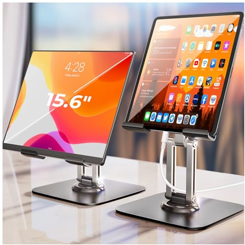 LISEN Tablet Stand Holder Fits iPad Stand for Desk 360° Adjustable Foldable Cookbook Stand Recipe Book Holder Desk Accessories Office Accessories for Can hold iPad, books, cookbooks, etc