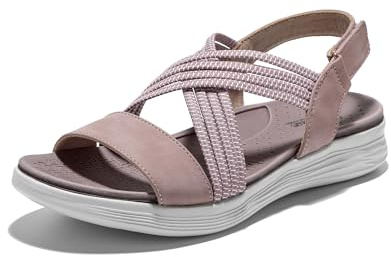 JOMIX Sandali Donna Estive Comodi Snadali Eleganti Bassi Chiusura Elastici Sandali Strappo Morbidi SD9294 Rosa 38