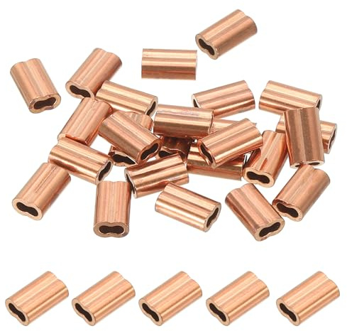 PATIKIL M1.5(1/16) Copper Crimping Loop Sleeve, 25 Pack Wire Rope Loop Sleeve Cable Crimps for Cable Ferrule, Wire Rope, and Cable Line End Assortment