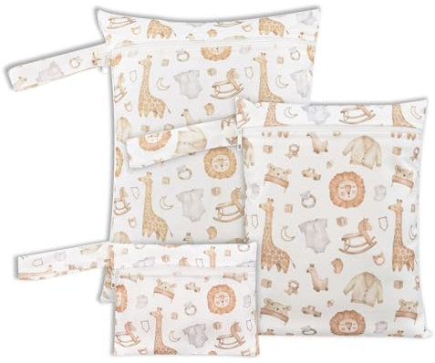 KASESSS 3 Pezzi Borsa Porta Pannolini, Borsa Impermeabile, Wet Bag, Borsas Porta Pannolini da Appendere, Riutilizzabile Borsas Porta Pannolinis per Bambini per Viaggio, Spiaggia, Piscina, Passeggino
