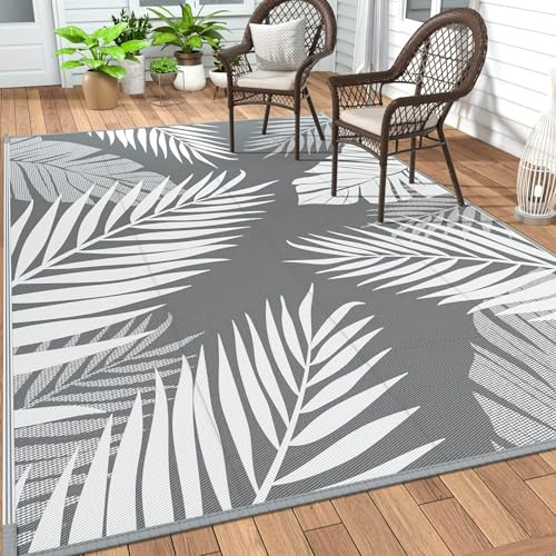 Générique Tapis d'extérieur imperméable, Tapis de Jardin réversible en Paille de Plastique, Tapis extérieur résistant à la Pluie pour terrasse, Camping-Car, Balcon, Pique-Nique(120x180cm)