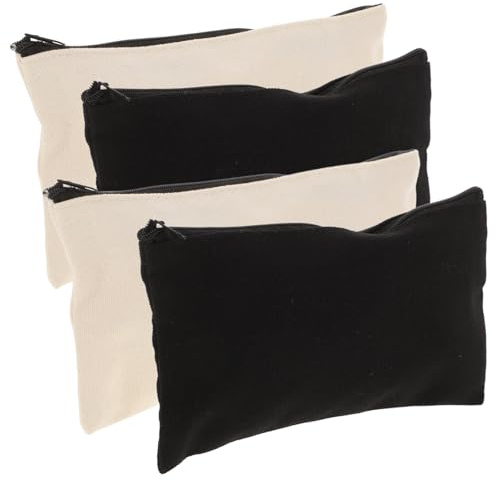 Homoyoyo 4 Stück-Pack Canvas Federmäppchen Mit Reißverschluss Kleine Praktische Aufbewahrungstaschen Aus Canvas Für Stifte Und Schreibwaren Tragbare Organizer Für Schule Und Reisen