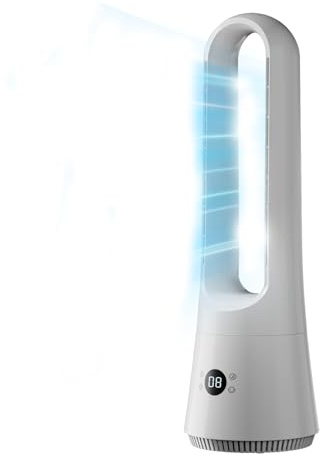 UEXEDO Ventilateur Colonne Sans Pale Oscillant À 90, Ventilateur Tour De Bureau Avec Chronométrage 8h, Pour Salon Et Chambre (blanc)