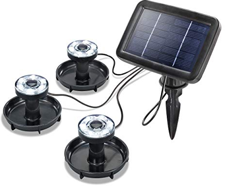 Esotec Solar Unterwasserstrahler Splash, 3er Set, LED Spot, Bodenleuchte, Unterwasserleuchte, Teichbeleuchtung, 6000K, warmweiß, Erdspieß, Akku, IP68, wasserdicht, wetterfest, 102148