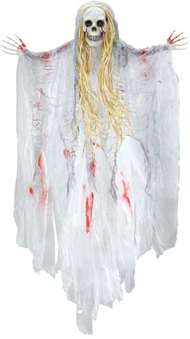 W WIDMANN MILANO Party Fashion - 7791Y - Décoration de fête fantôme saignant, 90cm, déco, accessoires, effrayant, faux sang, squelette, ghost, halloween, carnaval