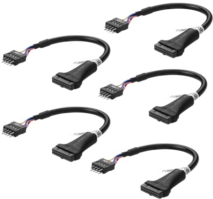 SIENOC 5 unidades USB 3.0 de 20 pines hembra a USB 2.0 placa base 9 pines adaptador de cable adaptador