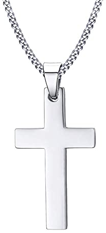 VNOX Kreuz Halskette Herren Silber : Kreuz Anhänger mit 60cm Kette, Christentum Schmuck für Edelstahl Lichtecht & Schweißfest Kreuzkette für Männer Damen