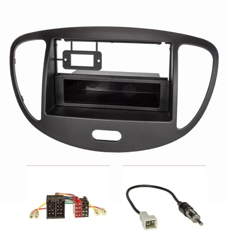 tomzz Audio 2419-005 Doppel DIN 1DIN Radioblende Set kompatibel mit Hyundai i10 Bj.2008-2013 schwarz mit Radioadapter ISO GT5 Antennenadapter DIN