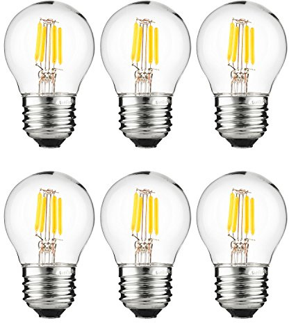 Sunlite LED G16 Filament Globe Light Bulb, 3 Watts (25W Equivalent), 250 Lumens, Dimmable, Medium E26 Base, Short Bulbs for Bedroom, Kitchen, 2700K Soft White, 6 Count