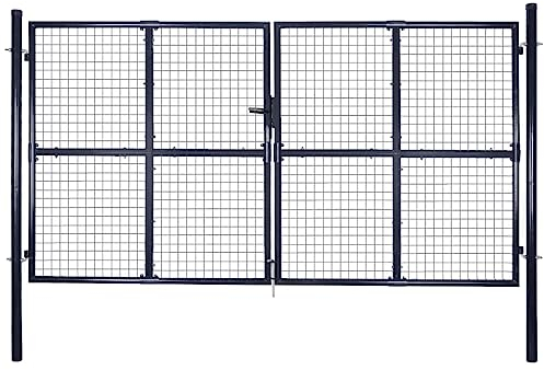 vidaXL Portail de jardin grillagé en acier galvanisé 306 x 175 cm Gris