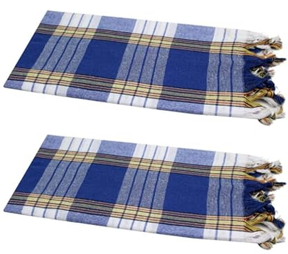 Dufte Momente 2 x Pestemal Asciugamano da hammam Classic a quadretti blu, circa 80 x 180 cm, 100% cotone (blu)