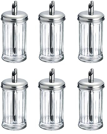 Westmark Zuckerdosierer, 6 Stück, Fassungsvermögen: je 300 ml, Glas/Rostfreier Edelstahl, New York, Silber/Transparent, 652422E2