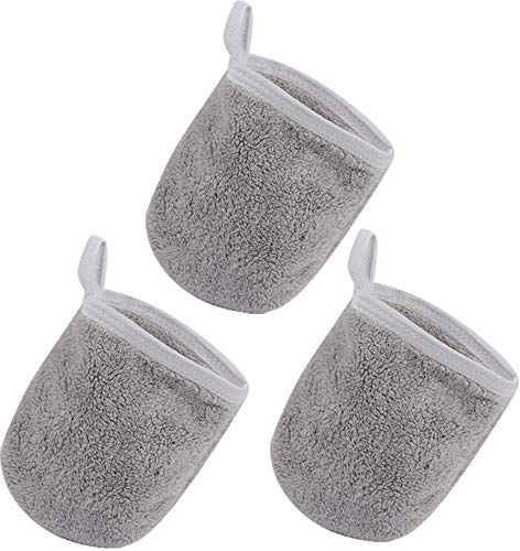 KinHwa Gant Démaquillant lavable Microfibre，gant microfibre visage,doux lingette Nettoyant Séchage rapide chiffon serviette femme Réutilisable 3 pack(13x10cm,gris))