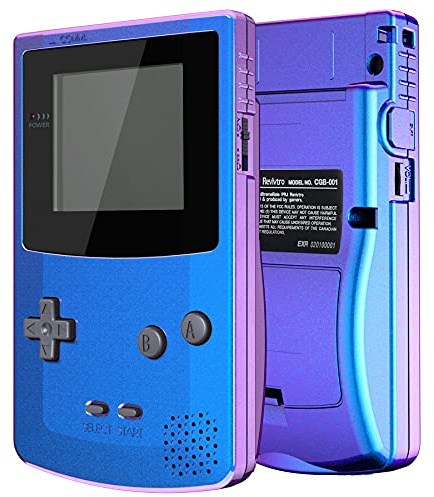 eXtremeRate Cover Custodia Tasti Scocca Pulsanti Shell Ricambio per Gameboy Color Console,Compatibile con GBC OSD IPS&Regular IPS&Standard LCD,Non Include Console&Schermo-Camaleonte Viola Blu