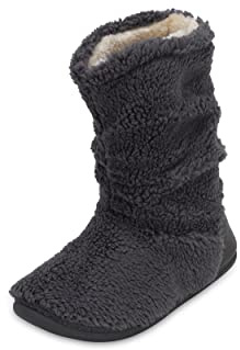 Polar Men’s Warm Memory Foam Slipper Boots - Faux Fur Lined Indoor House Shoes - Soft Fleece Ankle Booties with Anti-Slip Sole - Comfortable Winter Loungewear - Dark Grey - UK 9