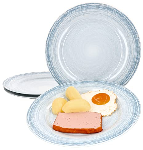 Ritzenhoff & Breker Nordic Speiseteller 4-er Set Hellblau I flache Ess-Teller 27 cm I Teller-Service für 4 Personen I hochwertiges Marken-Porzellan mikrowellengeeignet & spülmaschinengeeignet