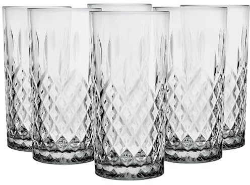 Glasmark Krosno Ensemble De Grands À Boire 6X300Ml Des À Cocktail À Jus Et Soda Gris Avec Effet Cristal