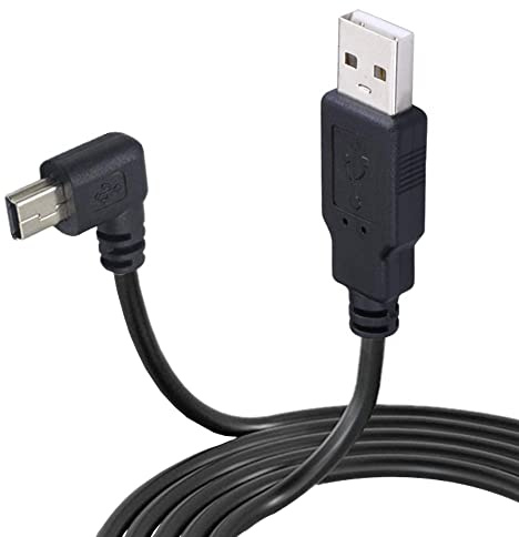 LARRITS USB-A auf Mini-B Kabel, 90-Grad-Winkel, Daten- und Ladekabel für Nextbase, Dashcam, Auto, GPS, Navigator, DVR, Digitalkamera (3-m-Linker-Winkel)