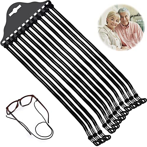 LUCKYKODOR 12 Stücke Brillenbänder 65cm Brillenband Sonnenbrillen Kette Einstellbarer Brille Cord Brillenschnur für Sportbrillen Sonnenbrillen Lesebrillen (Schwarz)