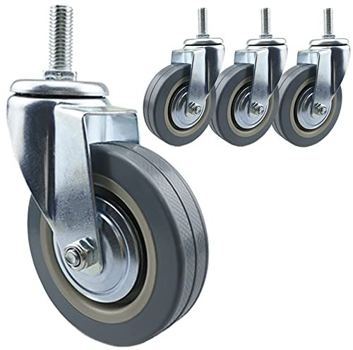 4 Pièces Roulette Pivotante 75 Mm 100 Mm Tige Filetée M10 M12 Roulettes Remplacement, Roulette De Meubles De Chariot PVC, Avec Frein Double Verrouillage, Pour Chariot À Main, Tables De Travail