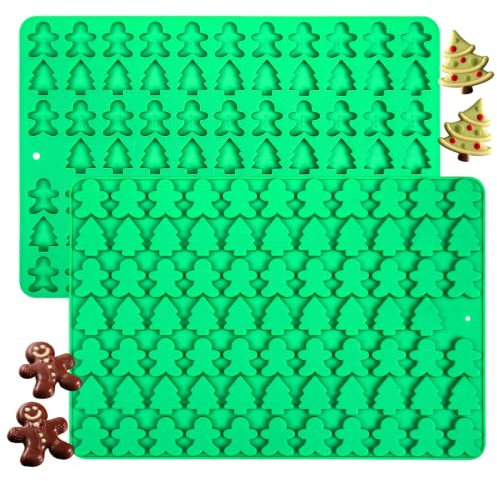 1 Stück Mini-Weihnachts-Silikonform für Schokolade, Fondant, Mini-Weihnachtsbaum, Lebkuchenmann-Form für selbstgemachte Kuchen, Süßigkeiten, Mousse (Stil 1)