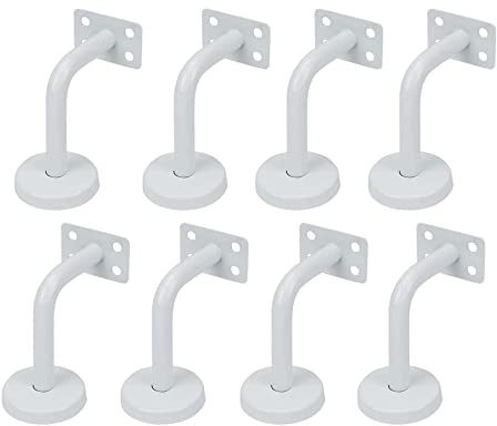 KMERCE 8pcs Handlaufträger Weiß, Halterung für Handlauf, handlaufhalter aus Edelstahl, Handlauf Wandhalter Zubehör für Wandbefestigungen, Stützung, Holz Geländer, mit Anschluss flach, 60*80mm