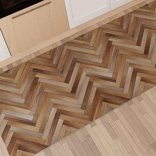 PETTI Artigiani Italiani - Tappeto Cucina Antiscivolo Lavabile in Lavatrice, Passatoia Cucina, Tappeto Cucina Lungo, 52x140 cm, Disegno Parquet 01, 100% Made in Italy