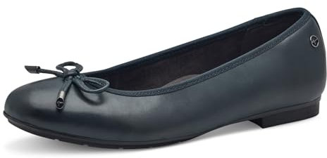 Tamaris Comfort Damen Ballerinas aus Leder mit Schleife, Blau (Navy), 38 EU