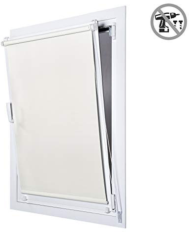 Estores Basic - Estor Opaco, Estor Enrollable instalación sin Tornillos, Ideal para Ventanas abatibles, Crudo, 150x180cm