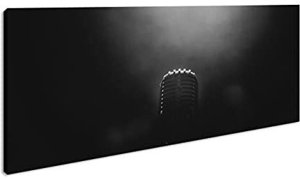 Microfono panoramico 120 x 60 cm Effetto: nero/bianco come tela su tela, motivo già incorniciato su telaio in vero legno, stampa digitale di alta qualità con cornice