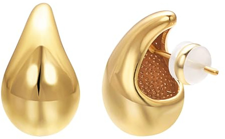 JOLCHIF 18K Goldene Ohrringe Damen Waterdrop Tropfen Ohrringe Chunky Goldene 18K Vergoldet Ohrstecker Tropfen Modeschmuck