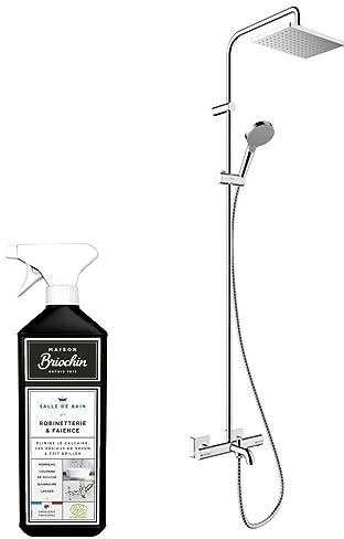 Hansgrohe Colonne Bain Douche thermostatique Vernis Shape 230 chromée + nettoyant Briochin