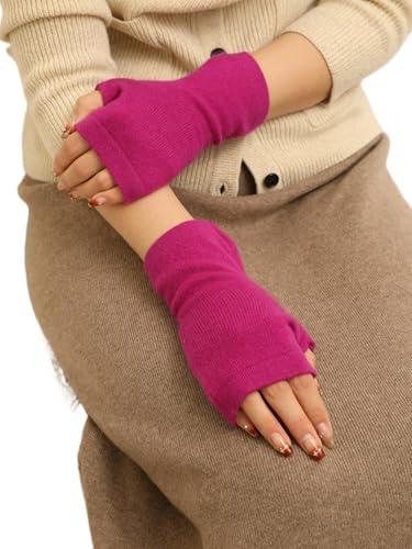 Prettystern Guanti In Cachemire Lana Senza Dita Scaldapolsi Polsini Scaldabraccia Scaldamani Donna Cashmere
