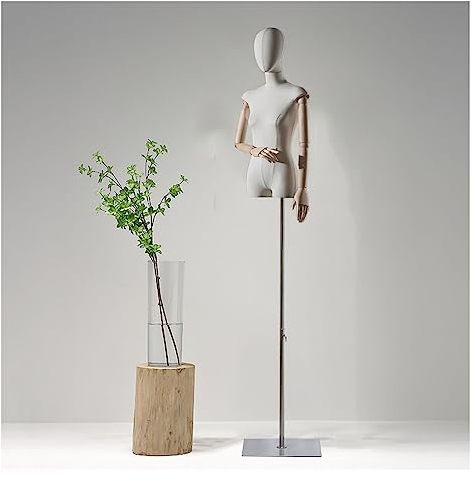 schneiderpuppe Schneiderpuppe Damenbüste Weiblich Schaufensterpuppe Mit Verstellbarem 56-80 Höhenständer, Schneiderbüste Kleiderpuppe Mit Kopf Und Holzhänden Für Kleid Schmuck Display for Clothing S