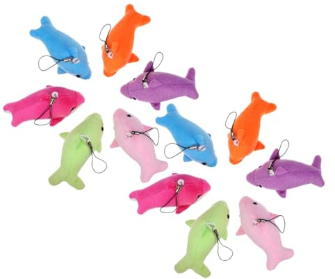 TOYANDONA 12 Pezzi Simpatica Bambola Del Delfino Portachiavi Con Animali Marini Forniture Per Feste Sotto Il Mare Portachiavi Dello Zaino Bomboniera Delfini Mancare Carino Mazzo Cotone Pp