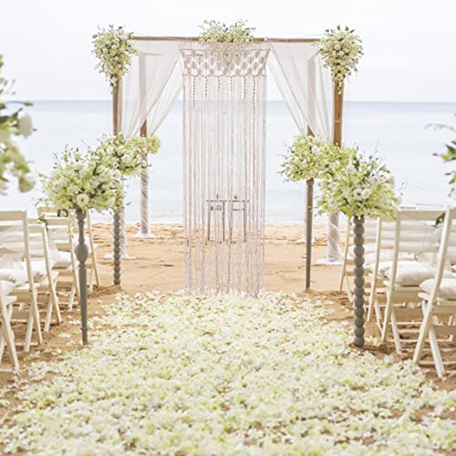 Qikam Macrame Wandbehang Tapisserie, Handgemachte Makramee Vorhang Boho Türvorhang Tapisserie Gestrickte Baumwolle Seil Böhmische Hochzeit Hintergrund Für Fenstervorhänge Türvorhänge Home Decoration