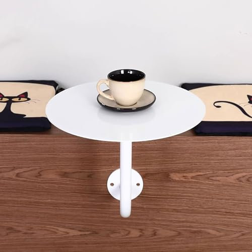 Runder Pub-Bartisch, weißer Beistelltisch zur Wandmontage, moderner kreativer Couchtisch-Wandtisch für Café-Dessert-Shop, kommerzieller Esstisch, Metallhalterung, Höhe 45 cm ( Size : 50x50x45cm )