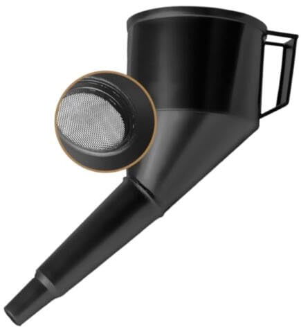 SIO Embudo para Aceite Motor 120mm con Filtro y Asa – Embudo Plástico para Gasolina, Diésel y Líquidos – Boca Ancha con Malla Filtrante – Uso Automoción, Taller y Garaje