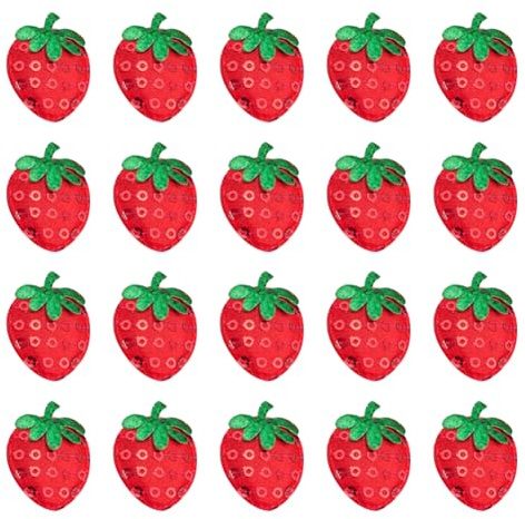 JIHUOO 50 Stück Pailletten-Erdbeer-Applikationen, Glitzer, dekorative Flicken, lustige Obst-Flicken, niedliches Nähen, Reparaturflicken zum Aufnähen, Aufkleben auf Kleidung, Hüte, Rucksäcke