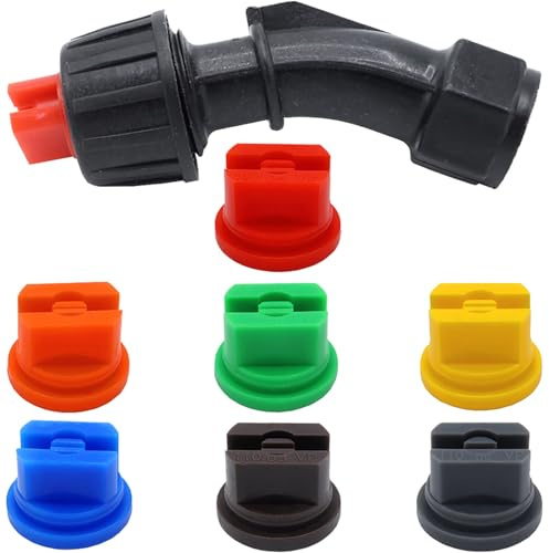 1 set di ugelli piatti a forma di ventaglio da 110 gradi, con 7 punte per ugello a spruzzo da 0,1-0,6 mm, per pompa a braccio di ricambio, spruzzatore per serre agricole e attrezzature da giardino