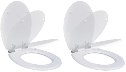 Somanki Toilettensitze 2 STK. mit Absenkautomatik, Klodeckel, Toilettendeckel, Wc Sitz, Klobrille, Wc Deckel, Toilettenbrille, MDF Weiß