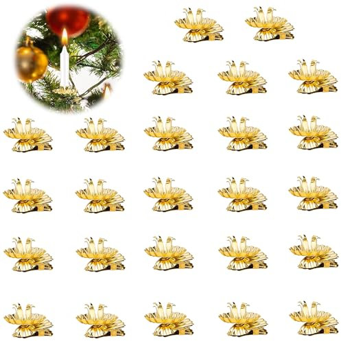 25 Stück Baumkerzenhalter Clip, Mini Kerzenhalter für Weihnachtsbaum, Kerzenhalter Christbaum mit Clip, Weihnachtsbaumkerzenhalter in Zapfenform, für Hochzeit, Geburtstag, Weihnachten Dekoration