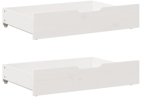 Xichuzi Cajones Debajo Cama con Ruedas 2 uds Madera Maciza Pino Blanco, Caja Bajo Cama, Almacenamiento Ropa, Cajas Almacenaje Zapatos, Cajas para Ropa, Cajas De Almacenamiento - 850927