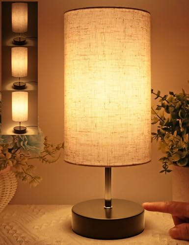 Nachttischlampe Touch Dimmbar, HSLighting 34.5cm Tischlampe Touch Dimmbare Glühbirne 3 Helligkeitsstufen Einstellbar Schreibtischlampe Tischleuchte für Nachttisch Schlafzimmer Lesen Wohnzimmem Bedside